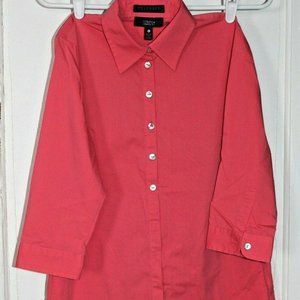 FOXCROFT BLOUSE LADIES SIZE 0-P bright melon orange oversized stretch cotton